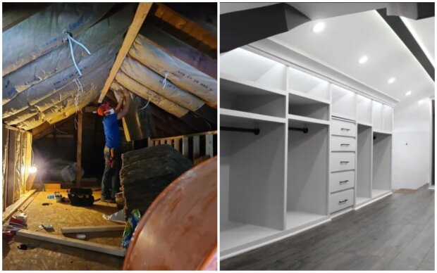 Mann verwandelte einen Dachboden in einen Traumkleiderschrank. Quelle: Screenshot Youtube