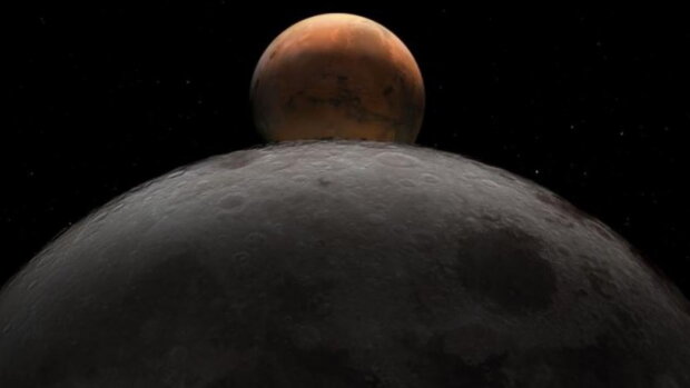 Mars und Mond. Quelle: focus.com